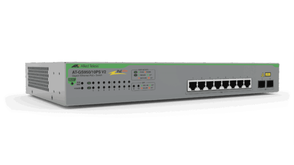 AT-GS950-10PS-V2-10 Allied Telesis GS950/10PS V2 8-Port Gigabit PoE+ WebSmart Switch